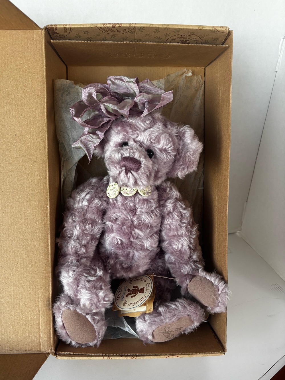NIB GUND Barton's Creek Collection Limited Edition Lilac Mohair Bear 2000